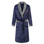 Autumn/Winter Men Nightgown Kimono Bathrobe Gown Coral Fleece Negligee V-neck Intimate Lingerie Solid Colour Sleepwear