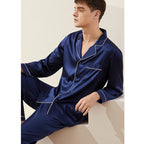 Men's 100% Real Silk Pajamas Set for Men Sleepwear