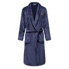 Autumn/Winter Men Nightgown Kimono Bathrobe Gown Coral Fleece Negligee V-neck Intimate Lingerie Solid Colour Sleepwear