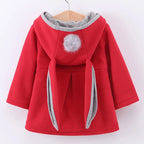 Baby Girls Jacket in Spring Rabbit Ears Coat Children Clothes Outerwear Autumn Kids Warm Cotton Dress Jacket Infant Girl Coat