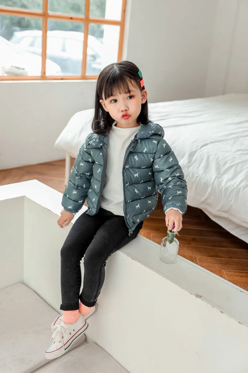 Baby Girls Hooded Down Jackets For Kids Coats Autumn Boys Cartoon Warm Jacket Coat Jacket Toddler Girl Zipper Jacket Outerwear