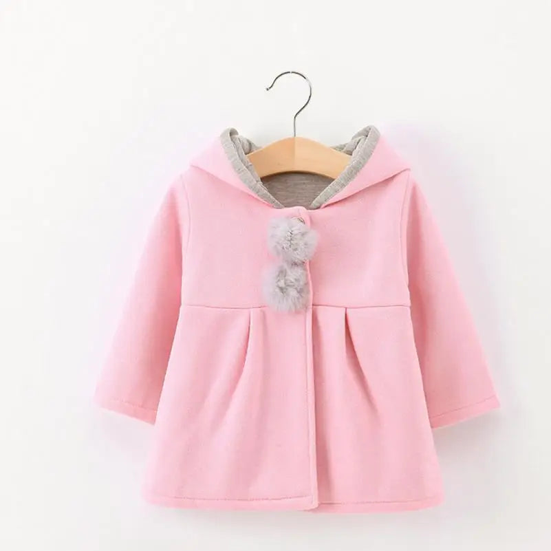 2025 Children's Jacket Autumn And Winter New Girls Cotton Cartoon Rabbit Ears Jacket infant Thick Hooded Cotton Coat 0-5Y