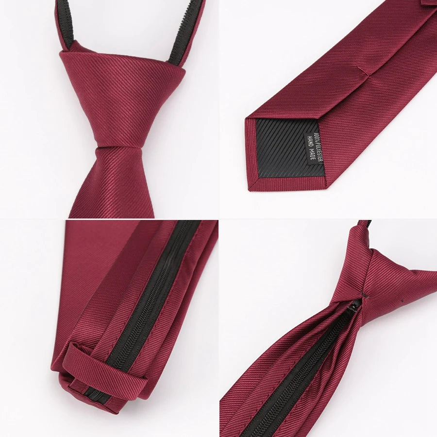Men Necktie Zipper Lazy Tie Fashion Solid 6cm Ties Business for Man