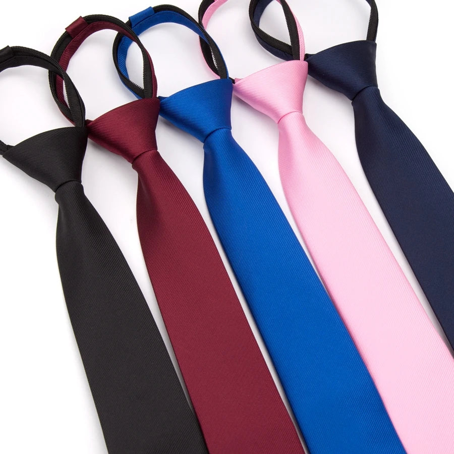 Men Necktie Zipper Lazy Tie Fashion Solid 6cm Ties Business for Man