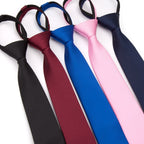 Men Necktie Zipper Lazy Tie Fashion Solid 6cm Ties Business for Man
