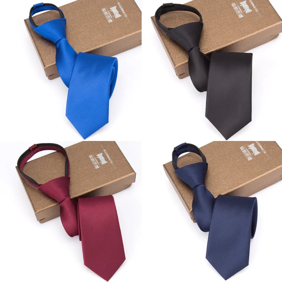 Men Necktie Zipper Lazy Tie Fashion Solid 6cm Ties Business for Man