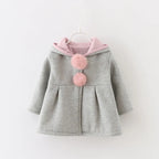 Baby Girls Jacket in Spring Rabbit Ears Coat Children Clothes Outerwear Autumn Kids Warm Cotton Dress Jacket Infant Girl Coat