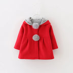 Baby Girls Jacket in Spring Rabbit Ears Coat Children Clothes Outerwear Autumn Kids Warm Cotton Dress Jacket Infant Girl Coat