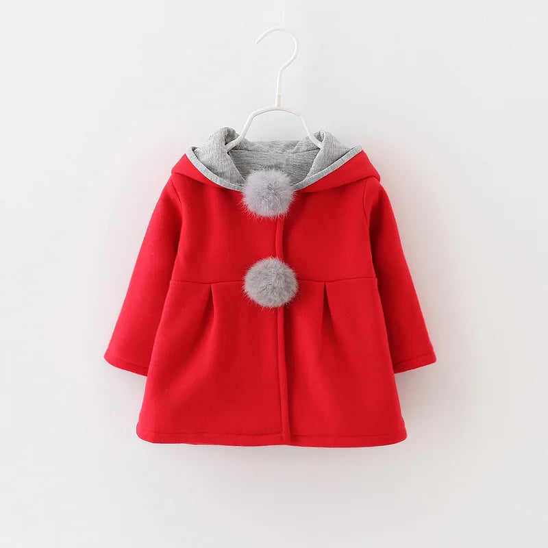 Baby Girls Jacket in Spring Rabbit Ears Coat Children Clothes Outerwear Autumn Kids Warm Cotton Dress Jacket Infant Girl Coat