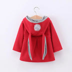 2025 Children's Jacket Autumn And Winter New Girls Cotton Cartoon Rabbit Ears Jacket infant Thick Hooded Cotton Coat 0-5Y