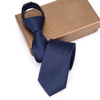 Men Necktie Zipper Lazy Tie Fashion Solid 6cm Ties Business for Man