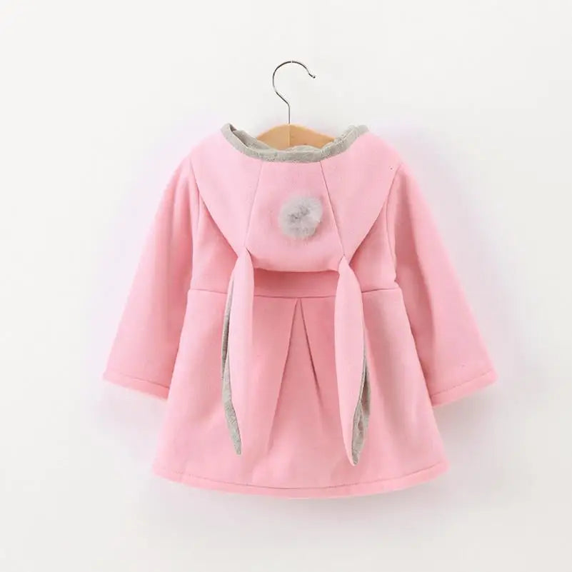 2025 Children's Jacket Autumn And Winter New Girls Cotton Cartoon Rabbit Ears Jacket infant Thick Hooded Cotton Coat 0-5Y