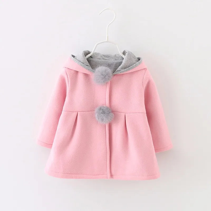 Baby Girls Jacket in Spring Rabbit Ears Coat Children Clothes Outerwear Autumn Kids Warm Cotton Dress Jacket Infant Girl Coat