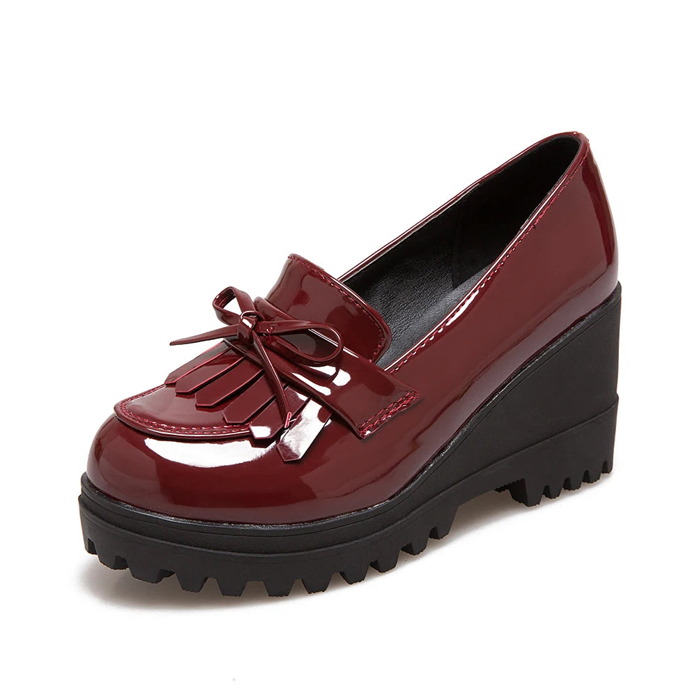 Womens Loafers Shoes Round Toe Wedges Female Footwear Fashion Women Autumn Oxfords Platform Pumps Casual Sneaker Slip-on Shoe