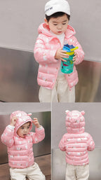 Baby Girls Hooded Down Jackets For Kids Coats Autumn Boys Cartoon Warm Jacket Coat Jacket Toddler Girl Zipper Jacket Outerwear