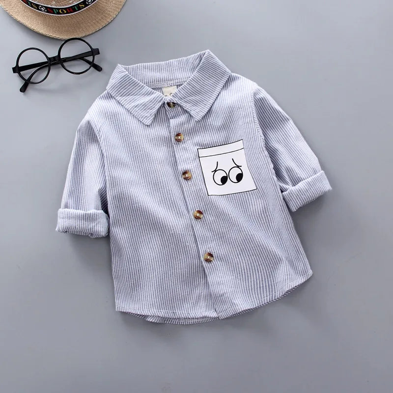 Boys Shirts Plaid Long Sleeve Shirt Boy Tops Clothes Tees 1 2 3 4 Years