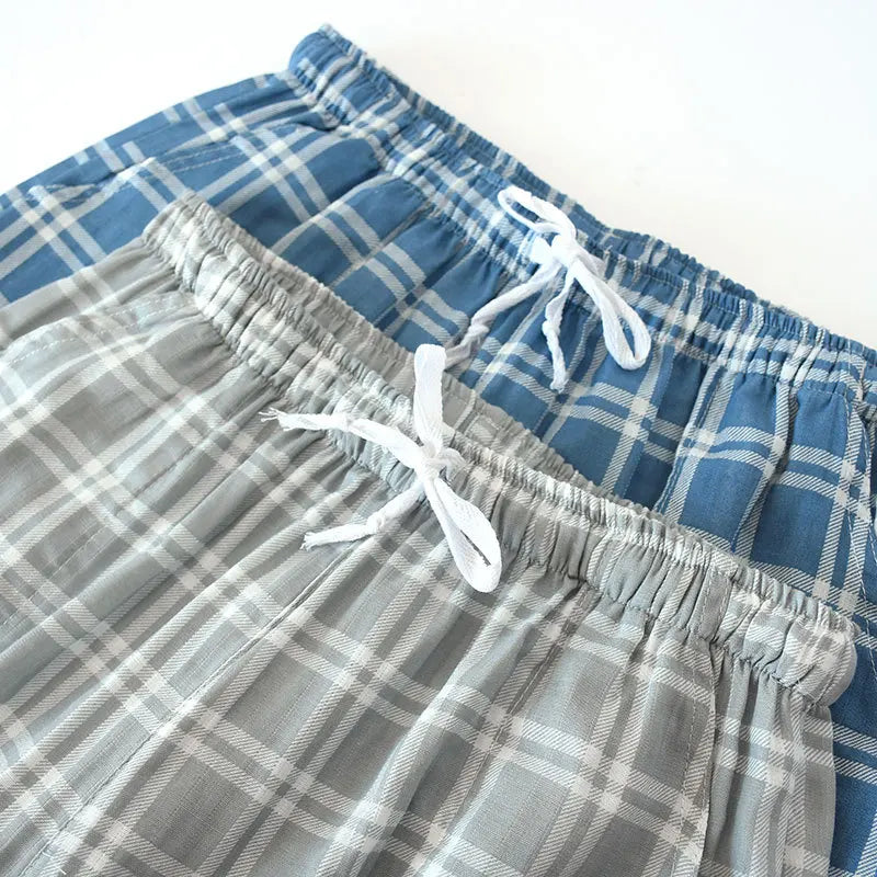 Men 100% Cotton Gauze Sleep Trousers Sleep Pants Mens Pajamas Pants Sleep Bottoms Sleepwear Pajama Short for Men Pijama Hombre