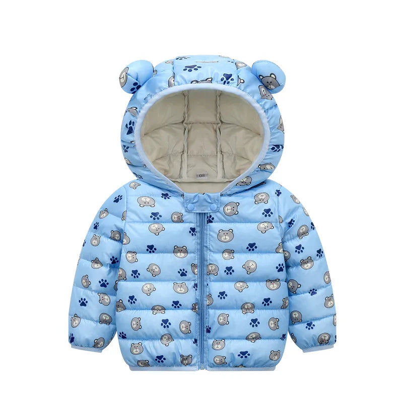 Baby Girls Hooded Down Jackets For Kids Coats Autumn Boys Cartoon Warm Jacket Coat Jacket Toddler Girl Zipper Jacket Outerwear