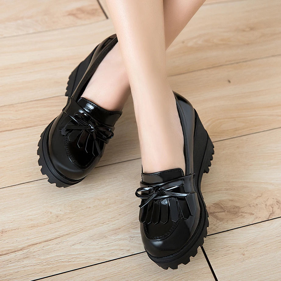 Womens Loafers Shoes Round Toe Wedges Female Footwear Fashion Women Autumn Oxfords Platform Pumps Casual Sneaker Slip-on Shoe