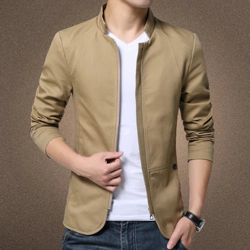 Mens Jacket Fashion Standing Collar Jackets Size M-5XL Solid