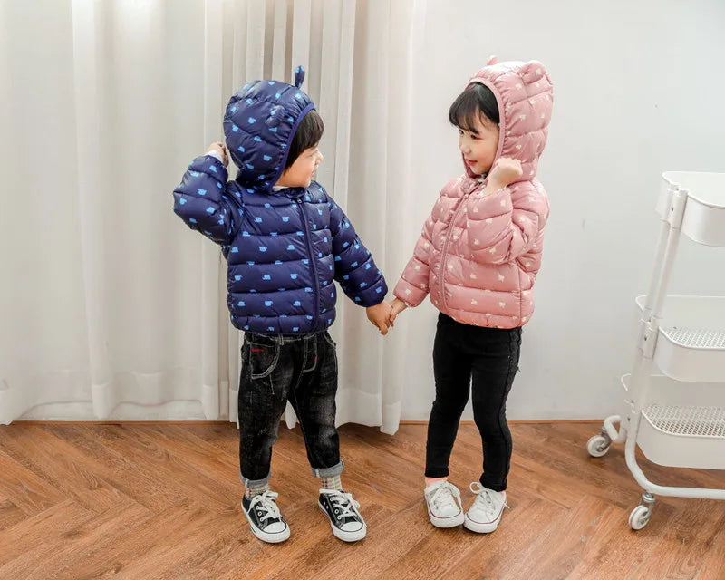 Baby Girls Hooded Down Jackets For Kids Coats Autumn Boys Cartoon Warm Jacket Coat Jacket Toddler Girl Zipper Jacket Outerwear