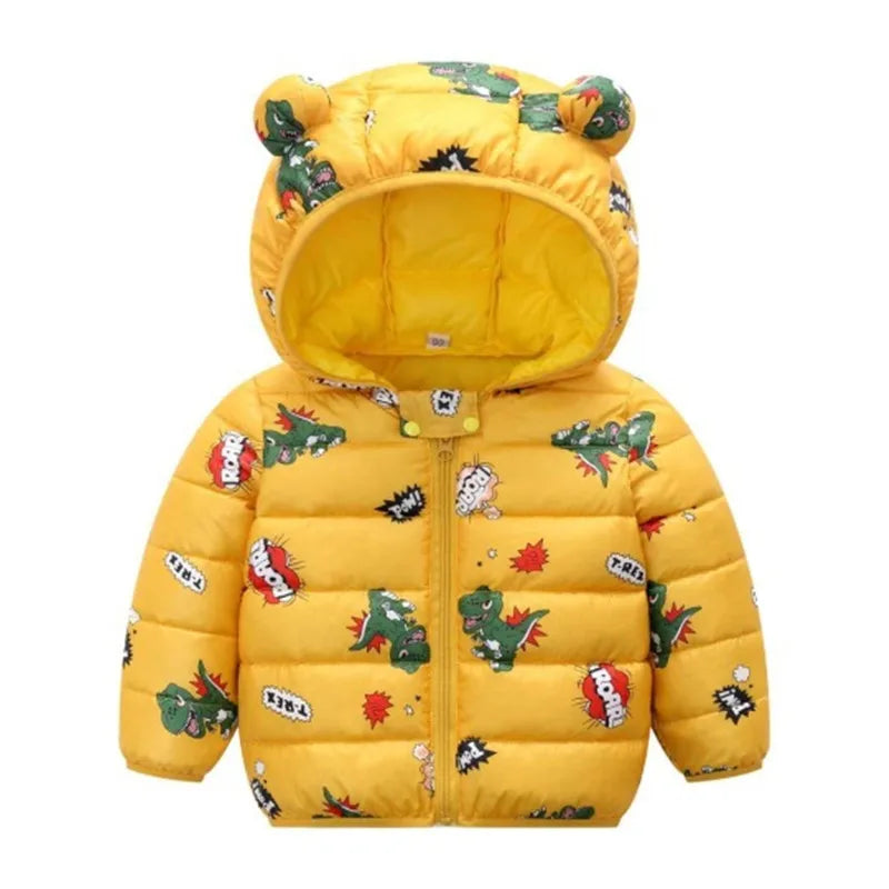 Baby Girls Hooded Down Jackets For Kids Coats Autumn Boys Cartoon Warm Jacket Coat Jacket Toddler Girl Zipper Jacket Outerwear