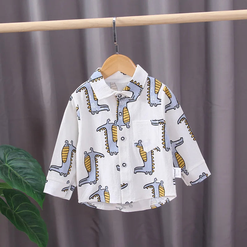 Boys Shirts Plaid Long Sleeve Shirt Boy Tops Clothes Tees 1 2 3 4 Years