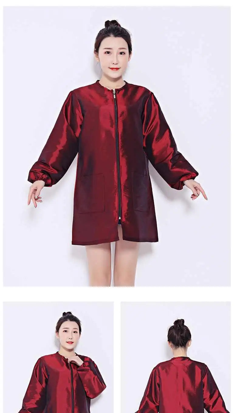 Hair Salon Work Clothes Pet Grooming Uniforms Long Sleeve Beauty Salon Smock Barber Shop Hairdresser Robe Anti Hair Gown Y1206