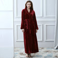 Men Winter Plus Size Long Flannel Bathrobe Warm Coral Fleece Kimono Bath Robe Night Cozy Sleepwear Women Jacquard Dressing Gown
