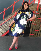 Printed Dresses For Women 2021 Fashion Design Loose Dress Batwing Maxi Long Femme Vestidos Summer Autumn Party Elegant Dress