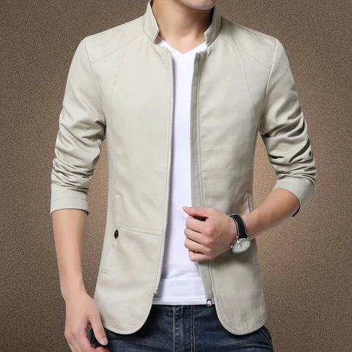 Mens Jacket Fashion Standing Collar Jackets Size M-5XL Solid