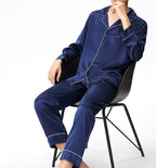 Men's 100% Real Silk Pajamas Set for Men Sleepwear