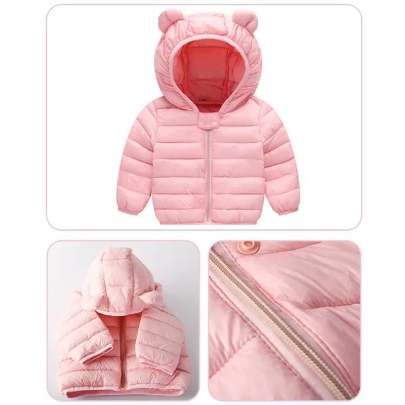 Baby Girls Hooded Down Jackets For Kids Coats Autumn Boys Cartoon Warm Jacket Coat Jacket Toddler Girl Zipper Jacket Outerwear