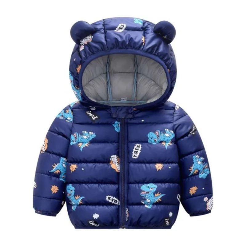 Baby Girls Hooded Down Jackets For Kids Coats Autumn Boys Cartoon Warm Jacket Coat Jacket Toddler Girl Zipper Jacket Outerwear
