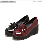 Womens Loafers Shoes Round Toe Wedges Female Footwear Fashion Women Autumn Oxfords Platform Pumps Casual Sneaker Slip-on Shoe