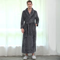 Men Winter Plus Size Long Flannel Bathrobe Warm Coral Fleece Kimono Bath Robe Night Cozy Sleepwear Women Jacquard Dressing Gown