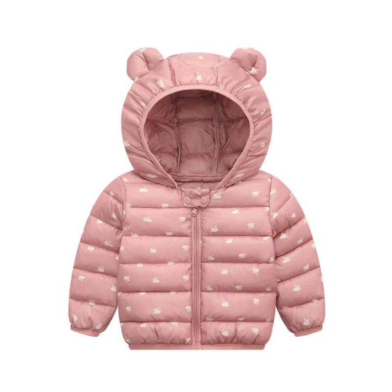Baby Girls Hooded Down Jackets For Kids Coats Autumn Boys Cartoon Warm Jacket Coat Jacket Toddler Girl Zipper Jacket Outerwear