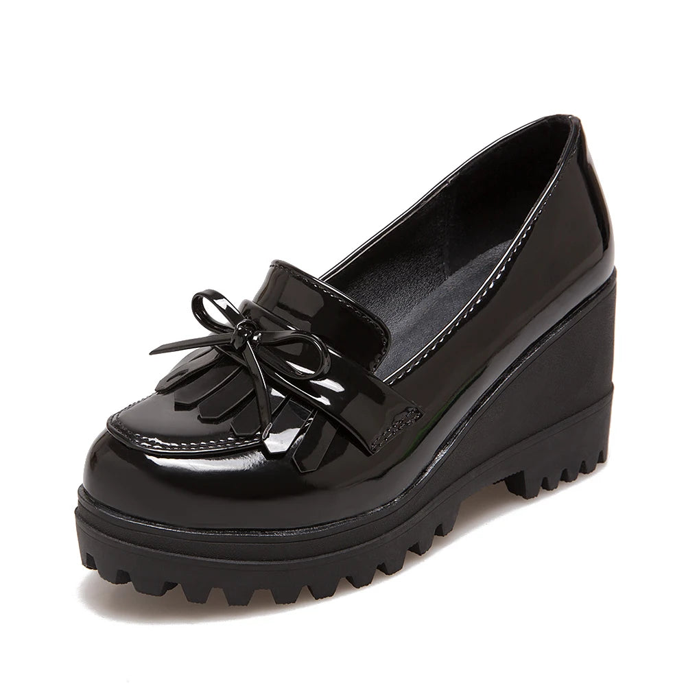 Womens Loafers Shoes Round Toe Wedges Female Footwear Fashion Women Autumn Oxfords Platform Pumps Casual Sneaker Slip-on Shoe