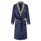 Autumn/Winter Men Nightgown Kimono Bathrobe Gown Coral Fleece Negligee V-neck Intimate Lingerie Solid Colour Sleepwear