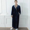 Men Winter Plus Size Long Flannel Bathrobe Warm Coral Fleece Kimono Bath Robe Night Cozy Sleepwear Women Jacquard Dressing Gown