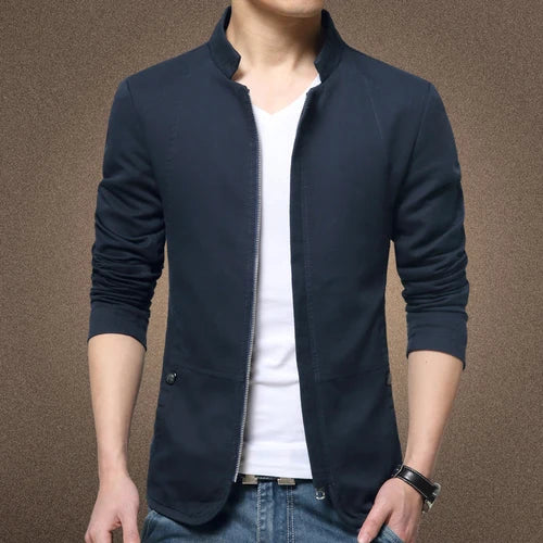 Mens Jacket Fashion Standing Collar Jackets Size M-5XL Solid