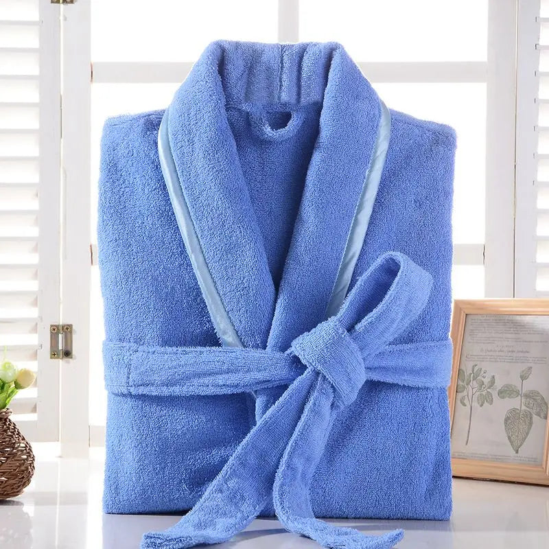 Bathrobe Men 100% Cotton White Terry Fleece Towel Winter Robes Men's Robe Long Robe For Men Absorbent Bathrobes Home Clothes