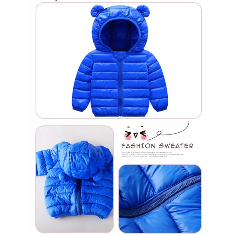 Baby Girls Hooded Down Jackets For Kids Coats Autumn Boys Cartoon Warm Jacket Coat Jacket Toddler Girl Zipper Jacket Outerwear