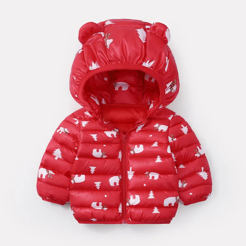 Baby Girls Hooded Down Jackets For Kids Coats Autumn Boys Cartoon Warm Jacket Coat Jacket Toddler Girl Zipper Jacket Outerwear