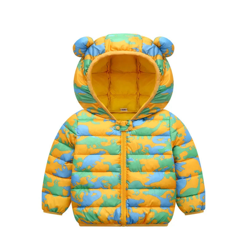 Baby Girls Hooded Down Jackets For Kids Coats Autumn Boys Cartoon Warm Jacket Coat Jacket Toddler Girl Zipper Jacket Outerwear