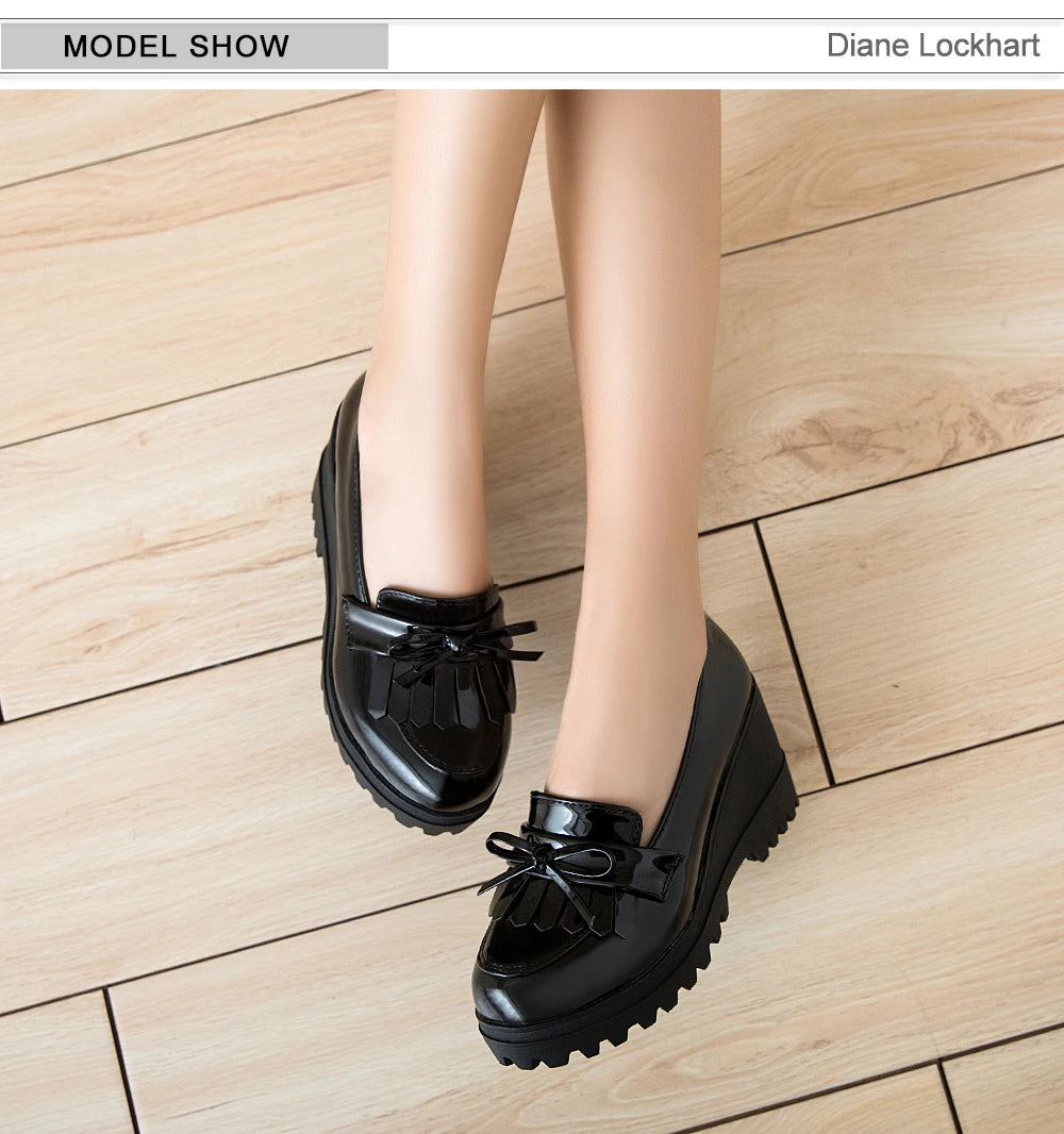 Womens Loafers Shoes Round Toe Wedges Female Footwear Fashion Women Autumn Oxfords Platform Pumps Casual Sneaker Slip-on Shoe