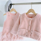 Girls Clothing Sets Winter Kids Girl Sweet Faux Fur Coat and Dress 2pcs Clothes Suit Children Girl Princess Warm Clothes 3 5 8