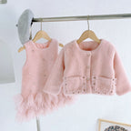 Girls Clothing Sets Winter Kids Girl Sweet Faux Fur Coat and Dress 2pcs Clothes Suit Children Girl Princess Warm Clothes 3 5 8
