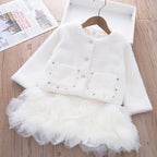Girls Clothing Sets Winter Kids Girl Sweet Faux Fur Coat and Dress 2pcs Clothes Suit Children Girl Princess Warm Clothes 3 5 8