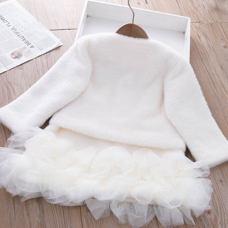 Girls Clothing Sets Winter Kids Girl Sweet Faux Fur Coat and Dress 2pcs Clothes Suit Children Girl Princess Warm Clothes 3 5 8
